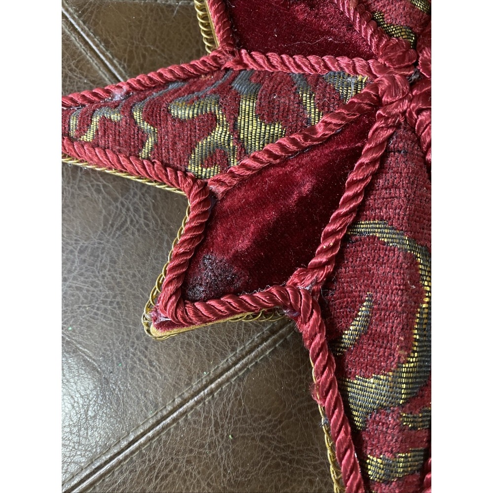 Vintage Kurt Adler 8-Point Star Christmas Tree Topper Red Velvet Gold Cord 12" - Picture 15 of 16